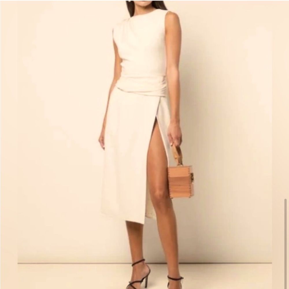 OSCAR DE LA RENTA New Sleeveless Wool Crepe Pencil Dress In Ivory Sz 12